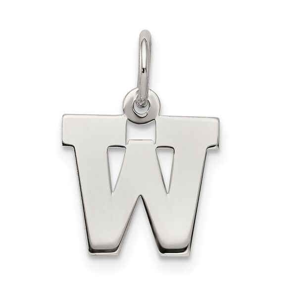 Sterling Silver, Amanda Collection Small Block Style Initial W Pendant - Picture 1 of 5